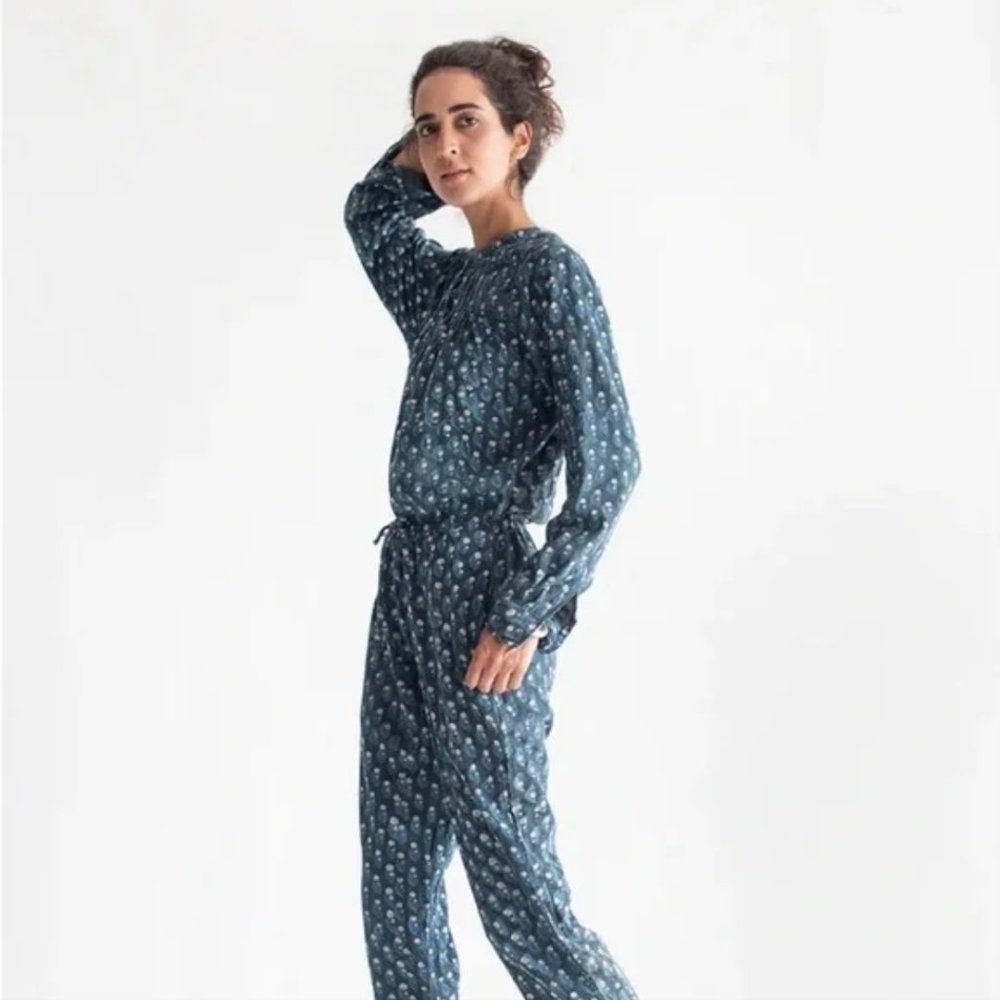 Matta indigo print jumpsuit with tags size M